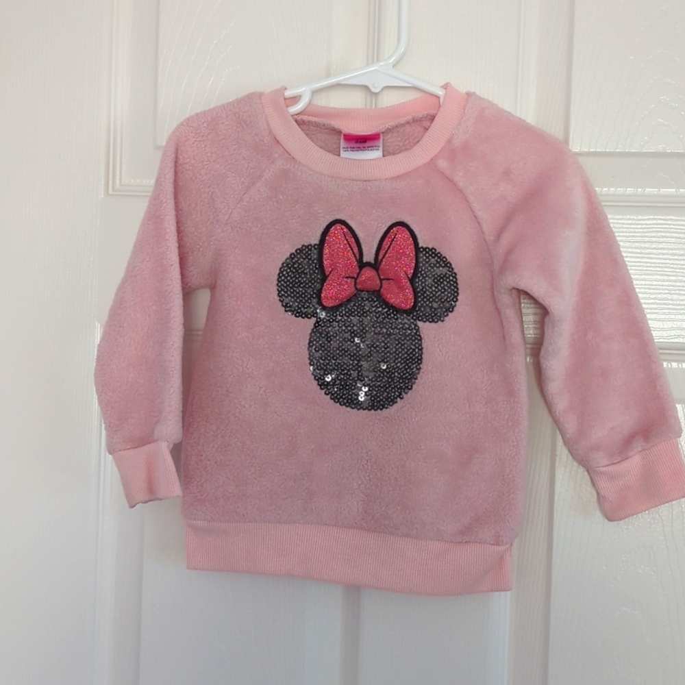 Disney Jr Minnie Plush Sequin  Pullover Top 24 months